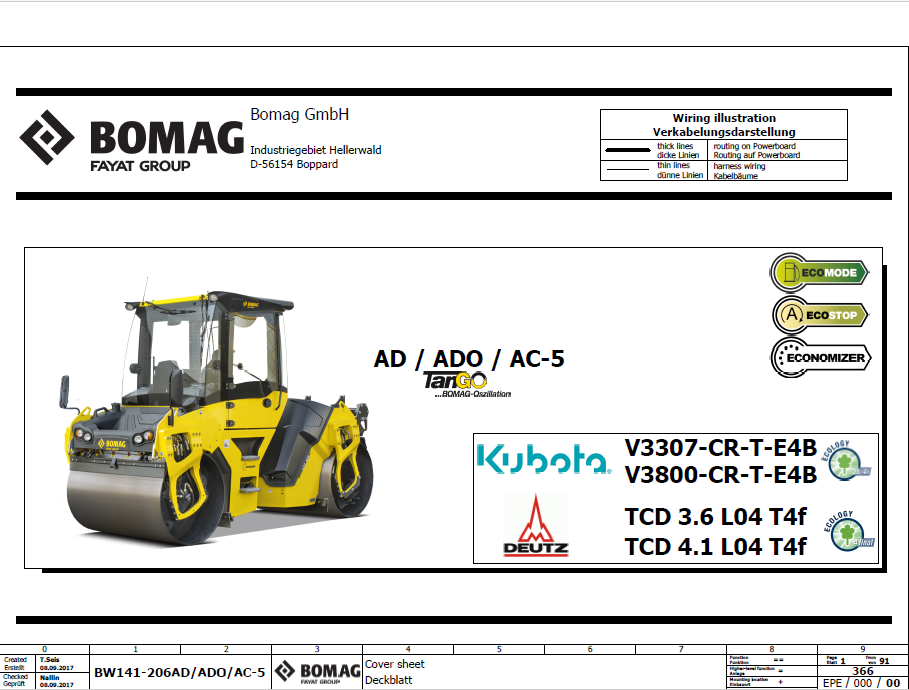 BOMAG BW 161 AD-5 Tier 4 Tandem Vibratory Roller Electric & Hydraulic Schematic Diagram Manual (SN: 101921501001 - 101921509999)