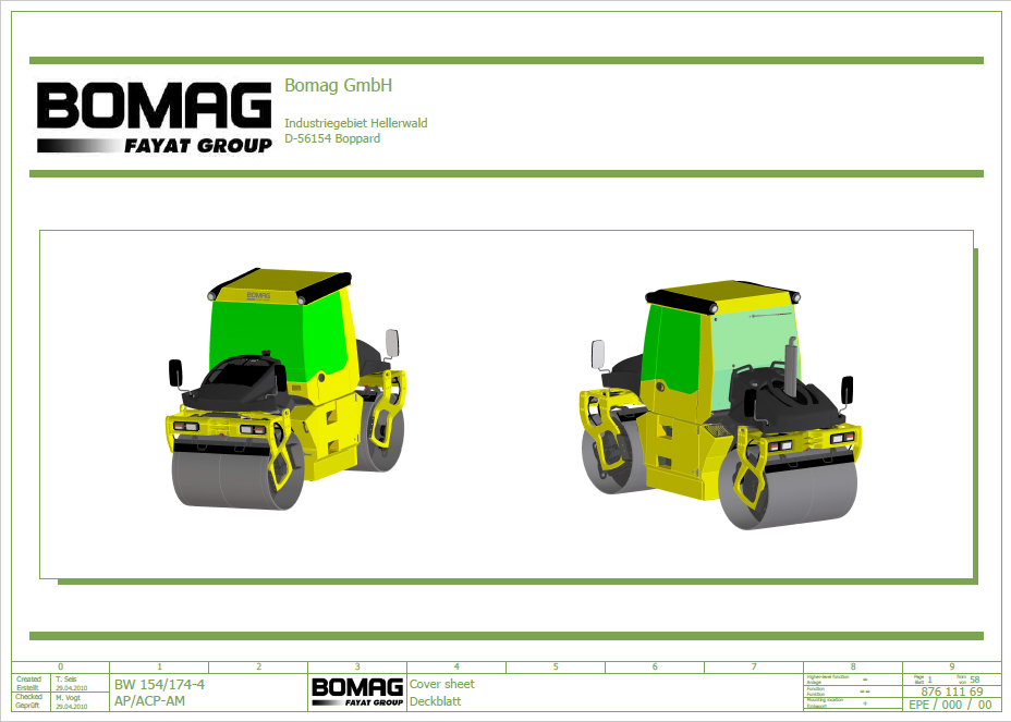 BOMAG BW 174 AP-4 AM Tandem Vibratory Roller Electric & Hydraulic Schematic Diagram Manual 101870701006–101870701049