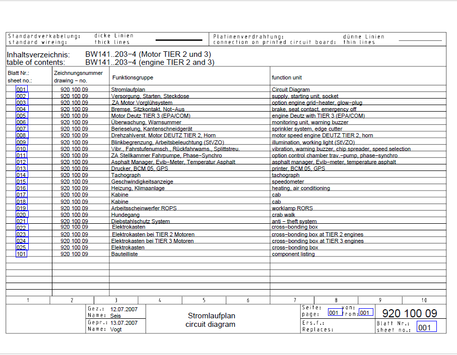 BOMAG BW 202 AD-4 Tandem Vibratory Roller Electric & Hydraulic Schematic Diagram Manual 101920631001 - 101920631082
