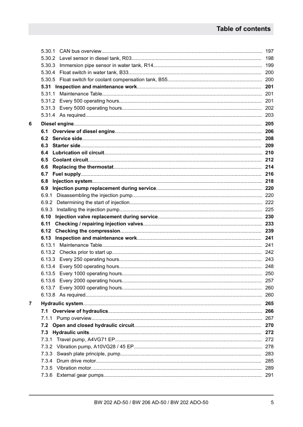 BOMAG BW 202 ADO-50 Tandem Roller Workshop Service Manual PDF