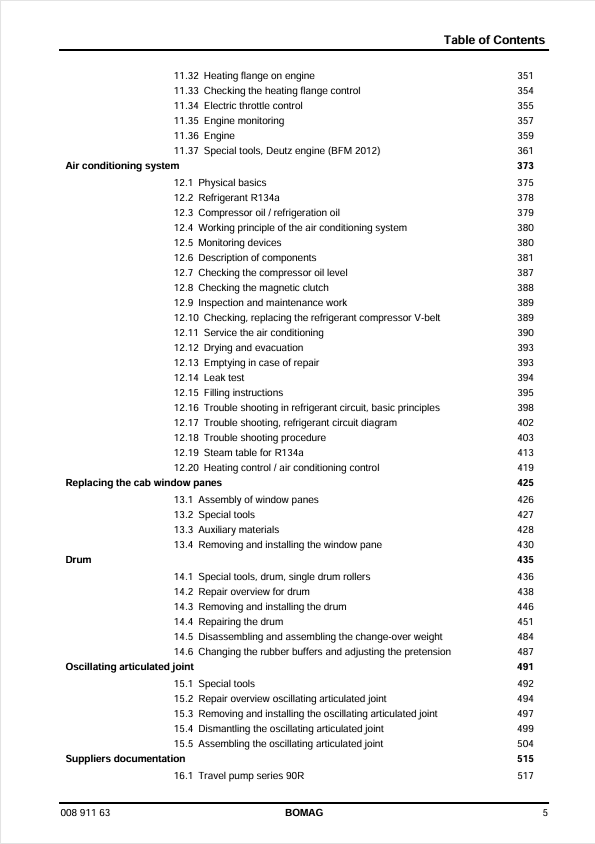 BOMAG BW 211 D-40/PD-40 Service Manual 00891163 PDF