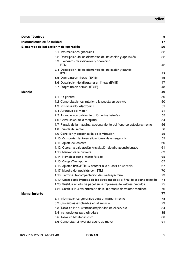 BOMAG BW 212 D-40 PD-40 Manual 00815883 ES PDF