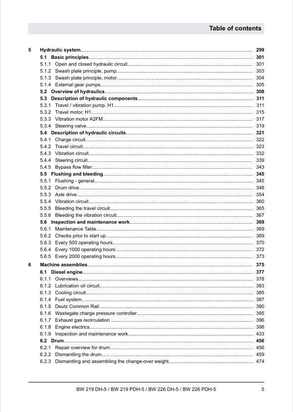 BOMAG BW 226 PDH-5 Workshop Service Manual 00840250EN
