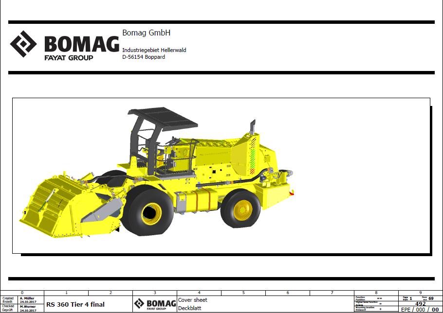 BOMAG RS 360 Tier 4F Soil Stabilizer & Asphalt Recycler Electric and Hydraulic Schematic Diagram Manual (S/N: 101596021001 - 101596029999)