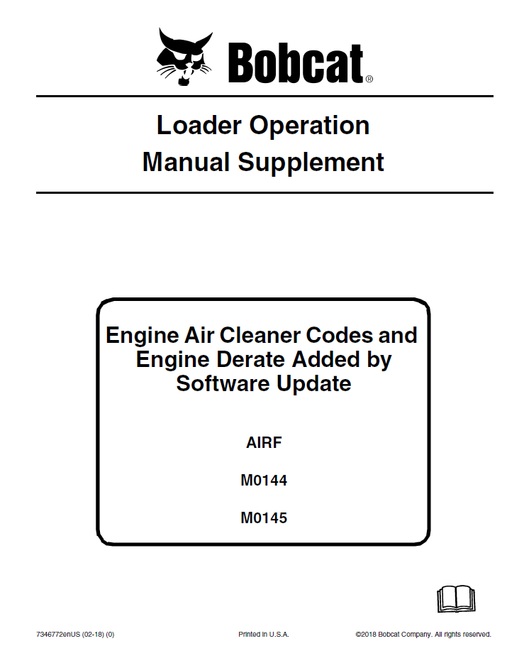Bobcat Loader Operation & Maintenance Supplement Manual 7346772 PDF
