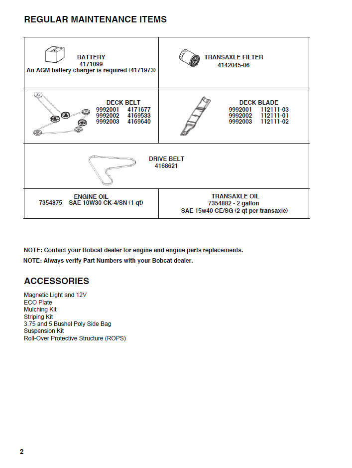 Bobcat ZT2000 Zero-Turn Mower Maintenance Manual PDF