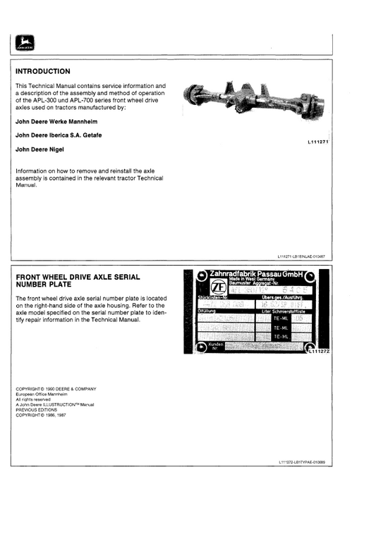 CTM4422: John Deere Mechanical Front Wheel Drive Axles Technical Manual