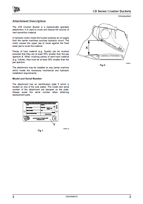 Complete JCB CB Series Crusher Bucket Manual & Instructions
