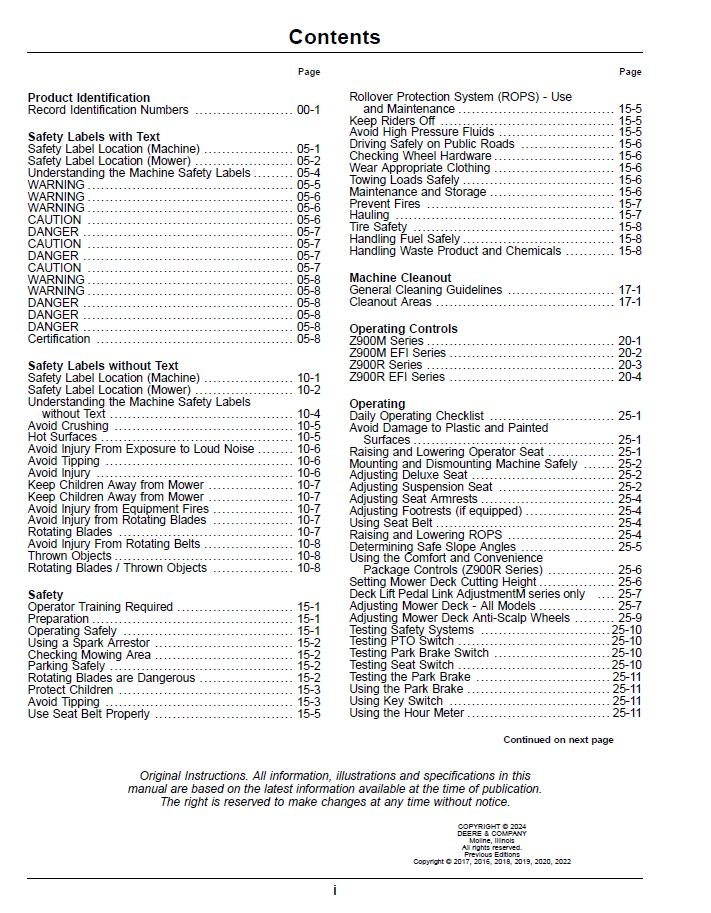 Complete Operator Guide for John Deere Z900M Z900R Gas Mowers