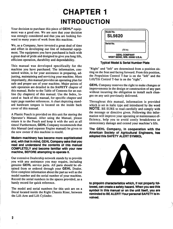 Complete Operator Instruction Manual for Gehl SL5620 Skid Loader (904264)