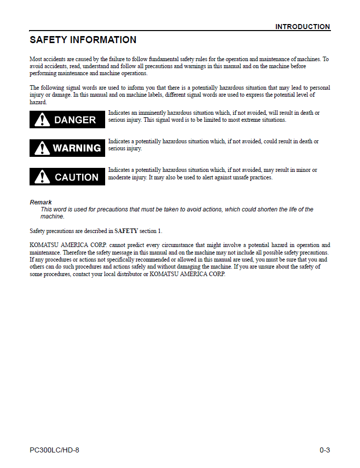Download CEAM005903: Komatsu PC300LC-8 & PC300HD-8 Hydraulic Excavator Maintenance Manual