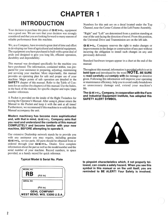 Download GEHL 1465 & 1865 Round Baler Operator Manual 904112 PDF