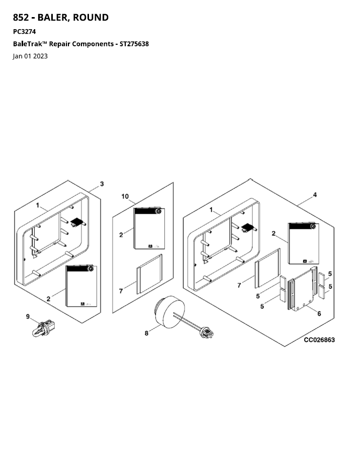 Download John Deere 852 PC3274 Parts Book for Easy Component Lookup