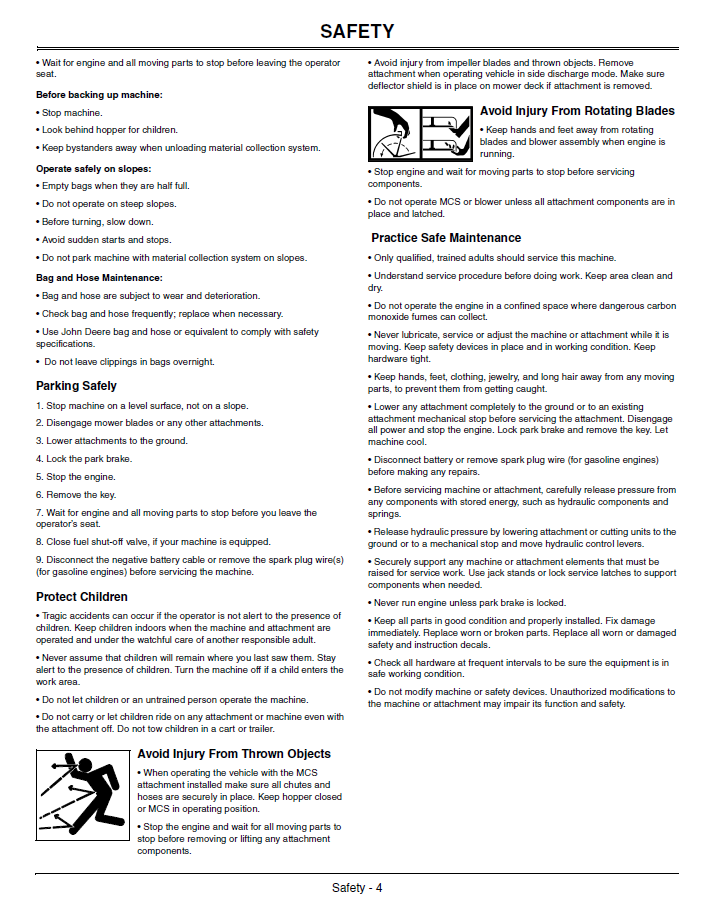 Download John Deere Blower Rear Bagger 2/3 Bag System OMTCU29191 Manual