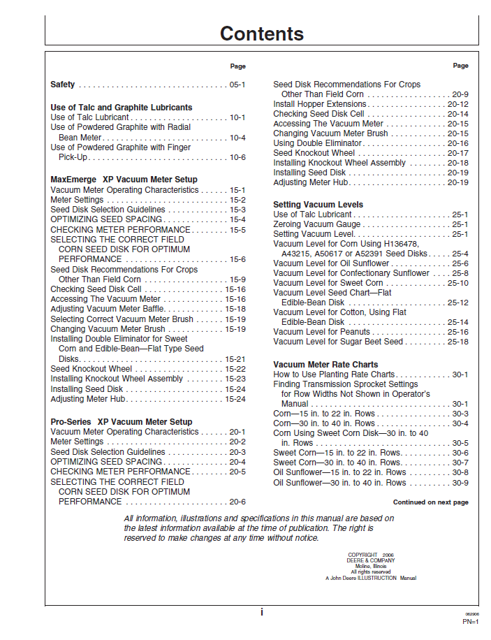 Download John Deere OMA84620 Rate Charts & Settings Manual PDF Guide