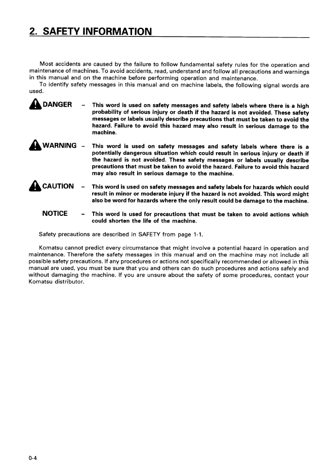 Download Komatsu HD785-5 Operation Manual SEAM020406T PDF