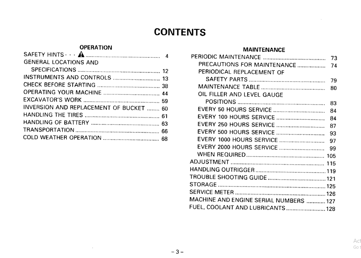 Download Komatsu PW60-3 Operation Manual SEAM020B0303 PDF
