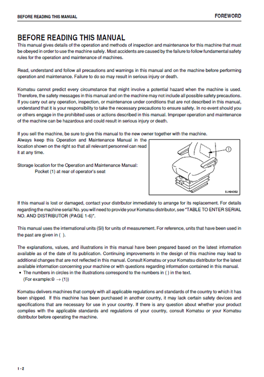 Download Komatsu WA150-6 Service & Operator Manual PDF