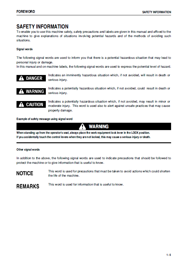 Download Komatsu WA250-5 Wheel Loader PDF Manual