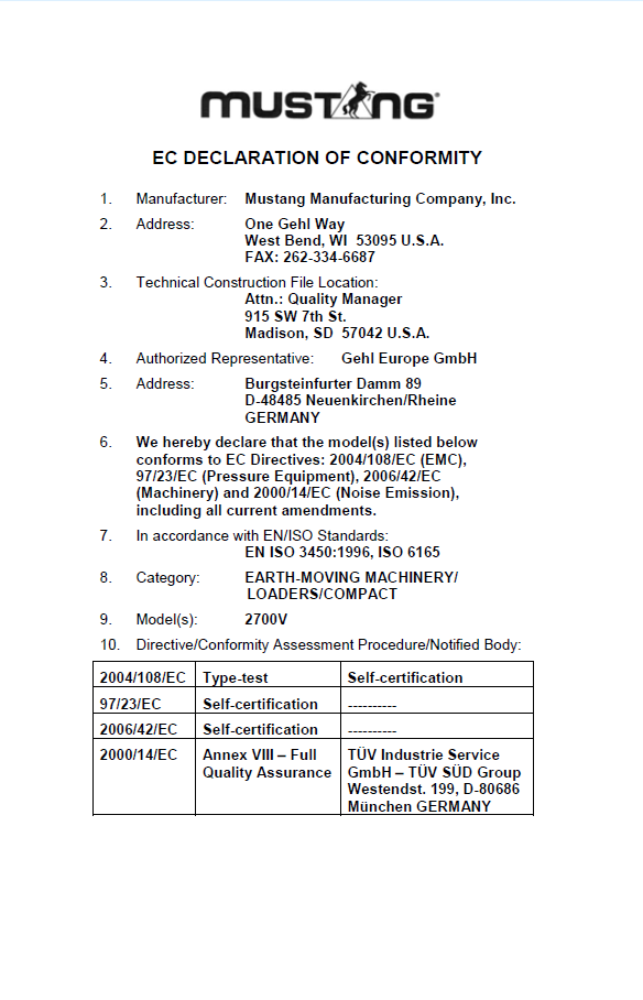 Download Mustang 2700V Skid-Steer Loader Manual - Part 917417