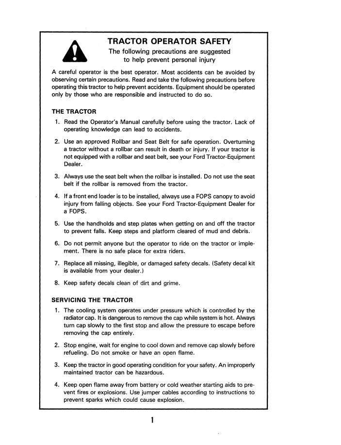 Download New Holland Ford 8000 Tractor Operator Manual 42800011 PDF