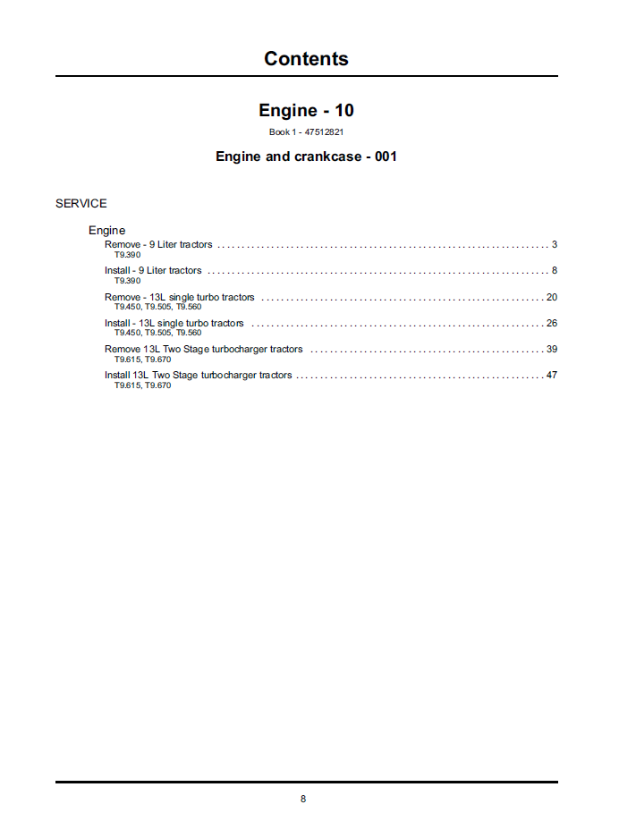 Download New Holland T9 Tier 4 Tractor Maintenance Manual 47512833 PDF