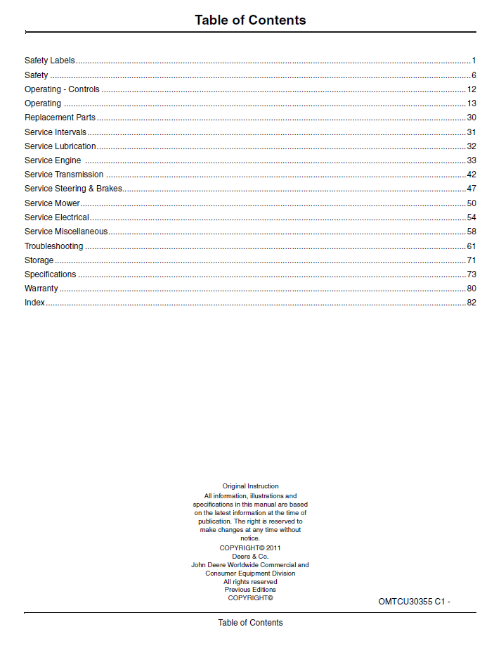 Download OMTCU30355 Manual for John Deere ZTrak Z910A-Z970A Series