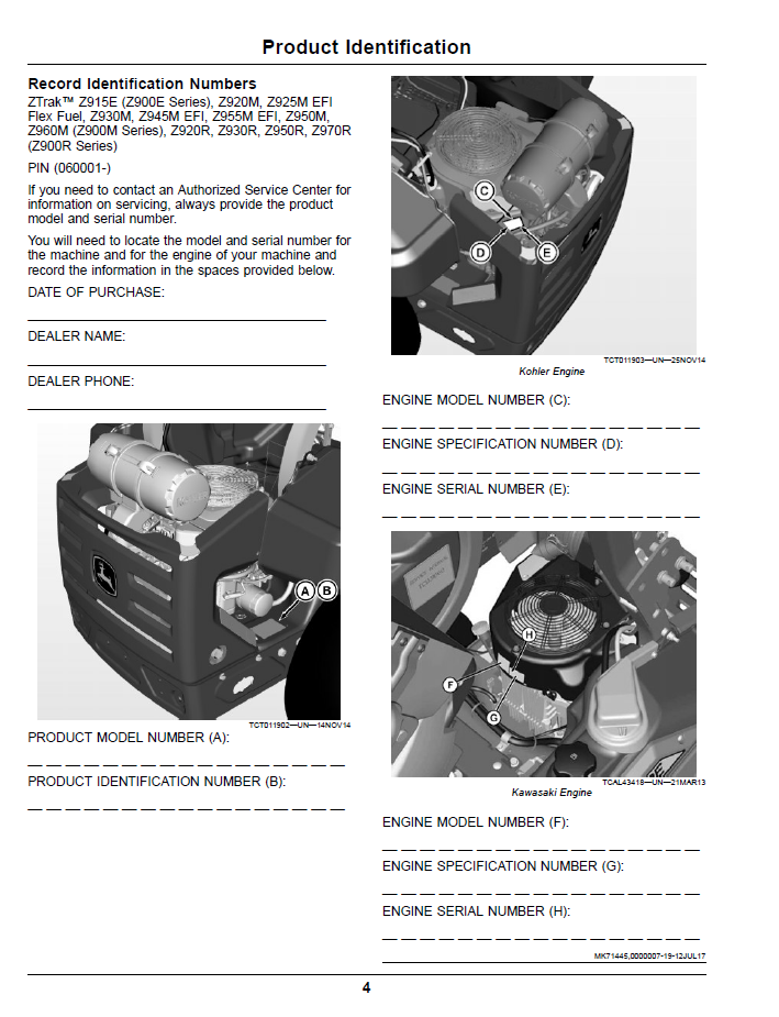OMUC10539 - JOHN DEERE Z900E, Z900M, Z900R ZTRAK™ PRO SERIES GAS OPERATOR MANUAL