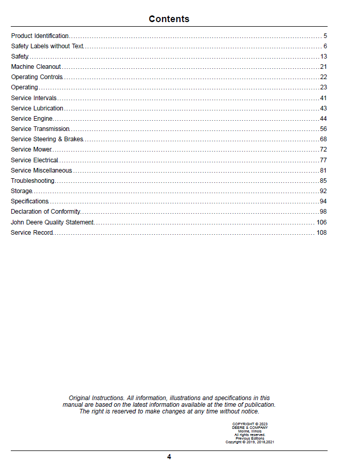 Download OMUC30101 Z994R ZTrak Pro Series Mower Operator Handbook