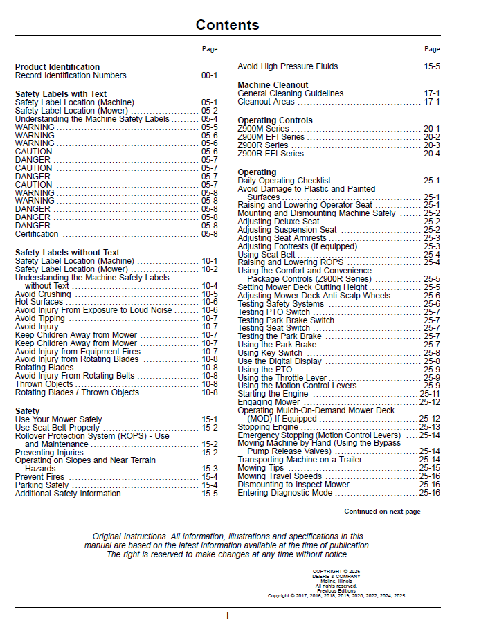 Download OMUC46547E ZTrak Pro Series Gas Manual for Z920M–Z985R