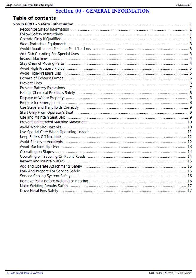 Download TM10246 John Deere 644J Construction Loader Repair Manual
