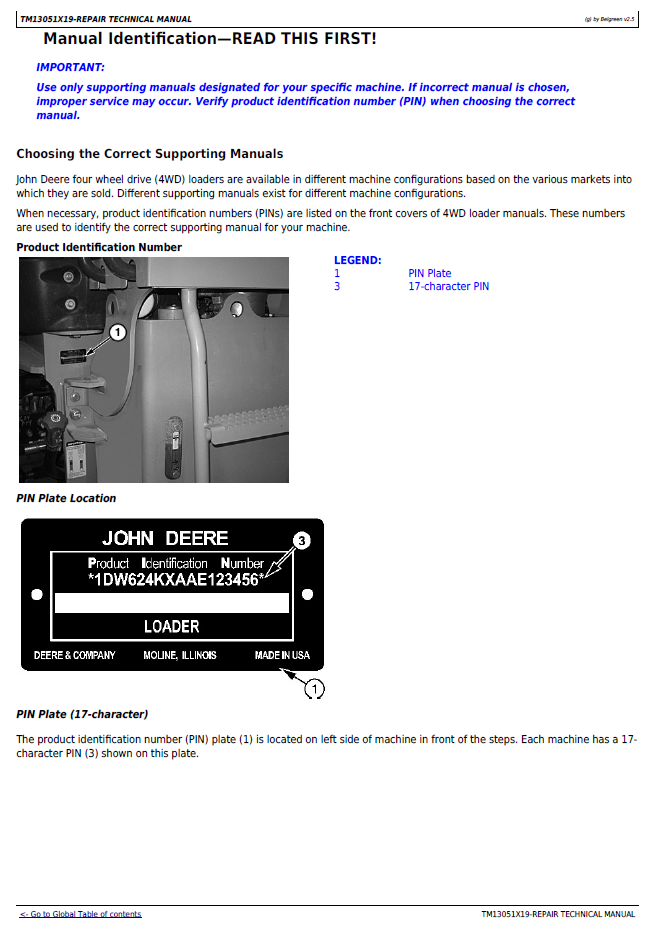 Download TM13051X19 John Deere 624K Loader Complete Repair Manual
