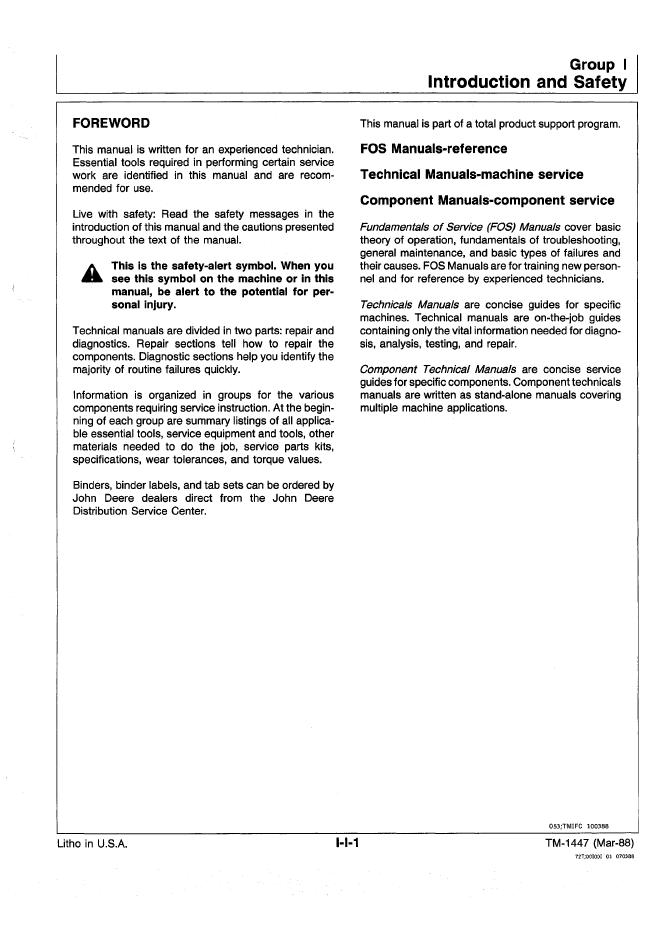Download TM1447 John Deere Backhoe Loader 610B 610C Service Manual