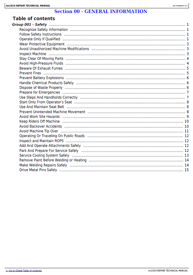 Download TM1915 John Deere Motor Grader Complete Repair Manual