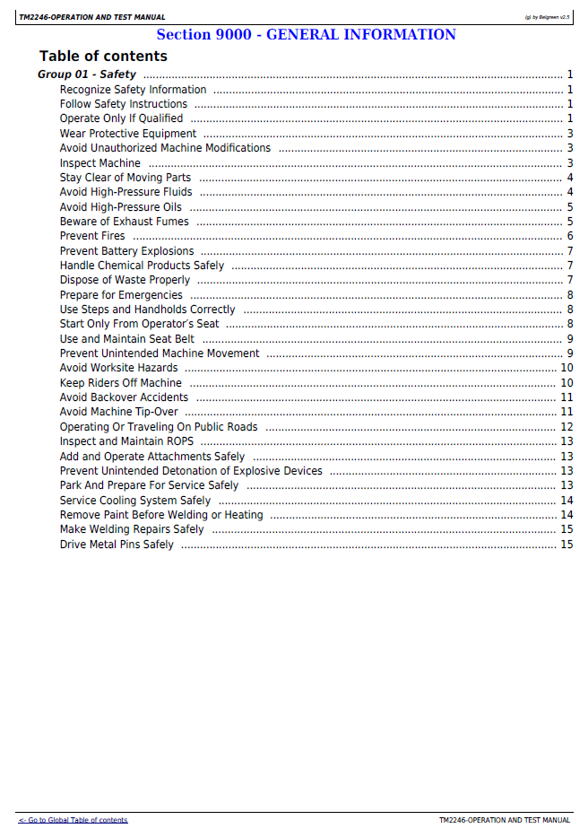 Download TM2246 John Deere Motor Grader Diagnostic Test Manual