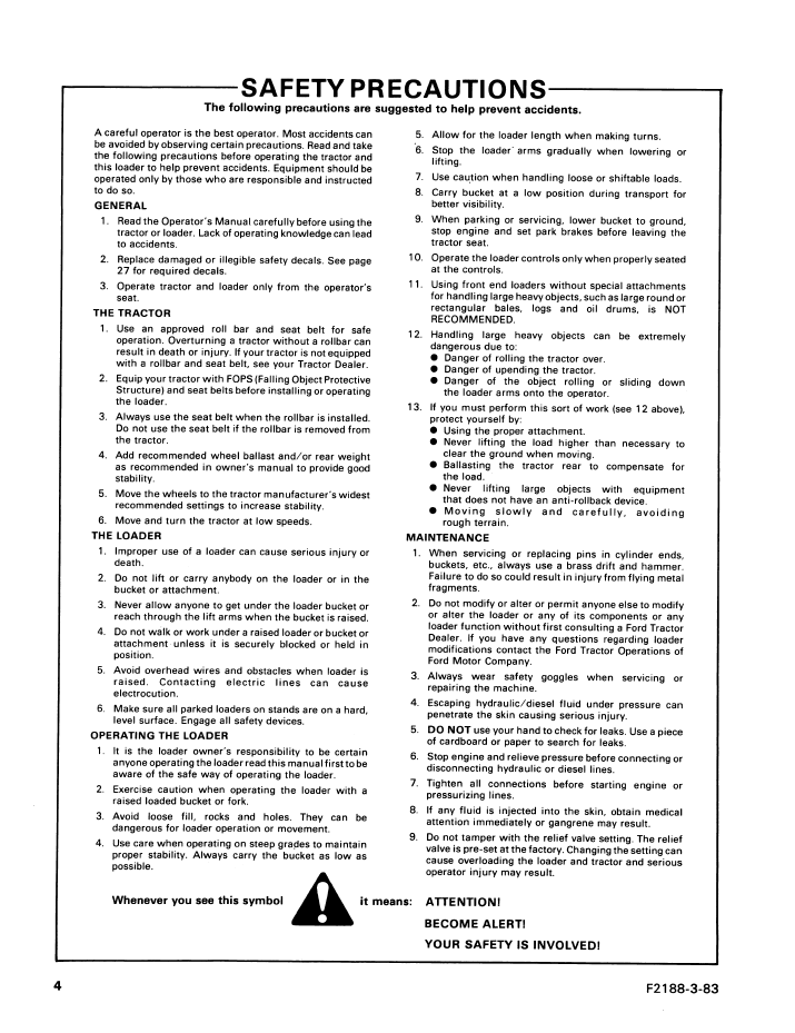Ford 768B Quick Attach Loader Manual PDF 42076812