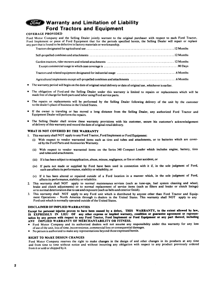Ford Series 770 Farm Loader Operator Manual PDF 42077010