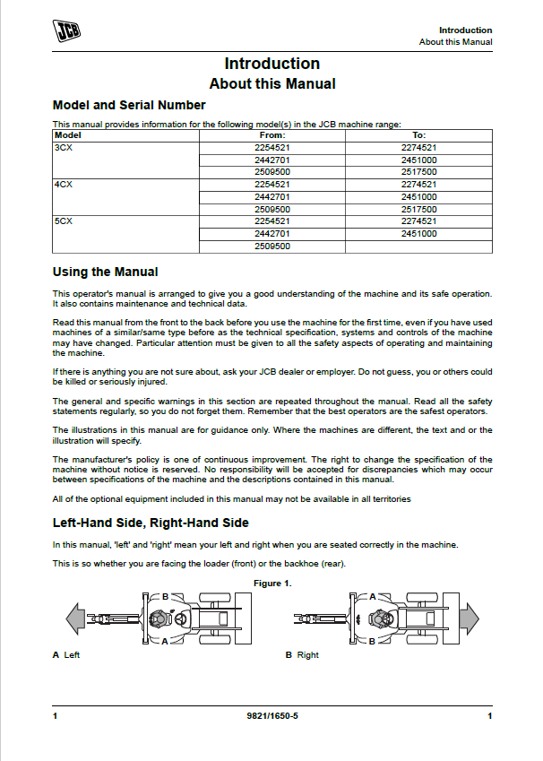 Free PDF Operator Manual for JCB Backhoe Loader 3CX, 4CX & 5CX