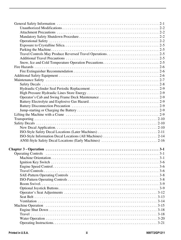 GEHL 909772 Compact Excavator Operator & Maintenance Manual PDF