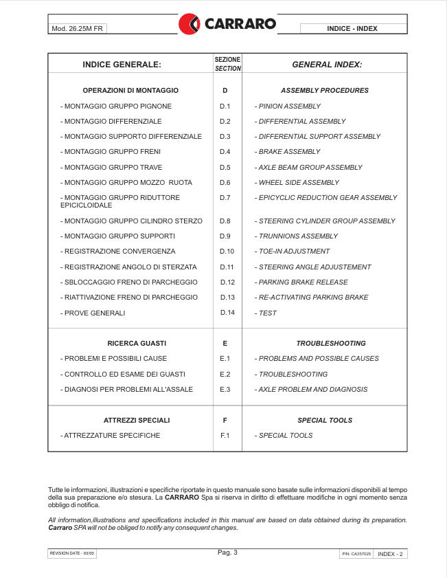 GEHL Carraro Axle Repair & Maintenance Manual 908483 PDF