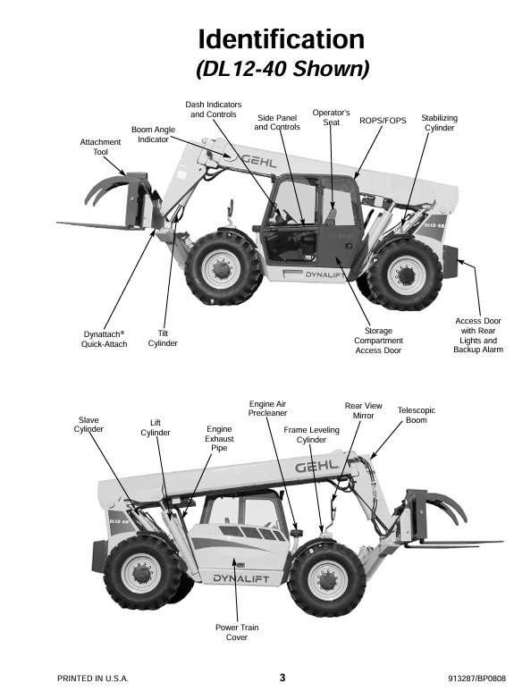 GEHL DL7 DL9 DL11 DL12 Telehandler Operator's Manual PDF Download