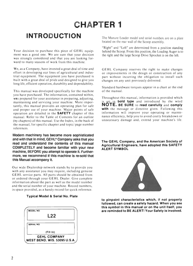 GEHL L22 Loader Manual 904122 – Operator, Service & Parts PDF