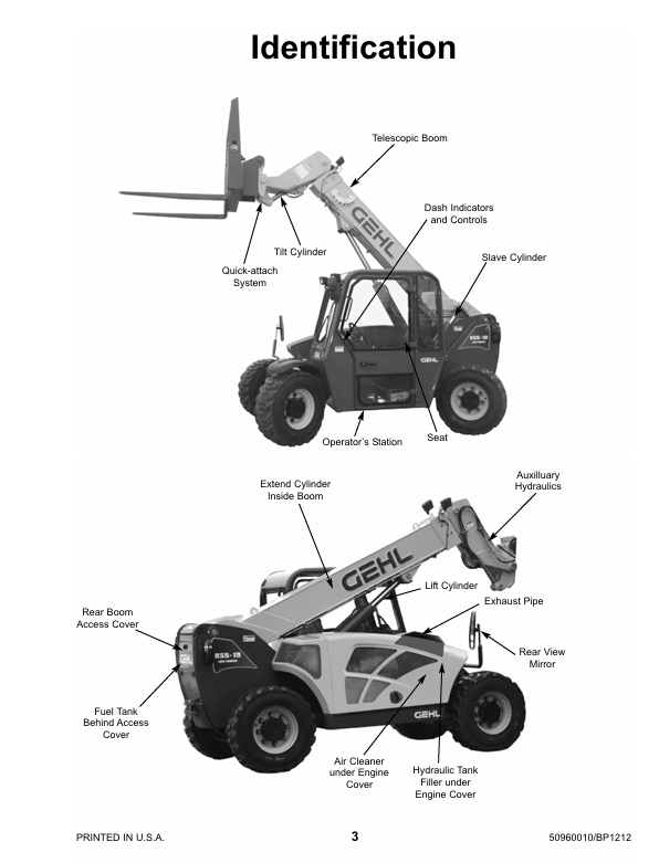 GEHL RS5-19 Telescopic Handler Operating Guide 50960010
