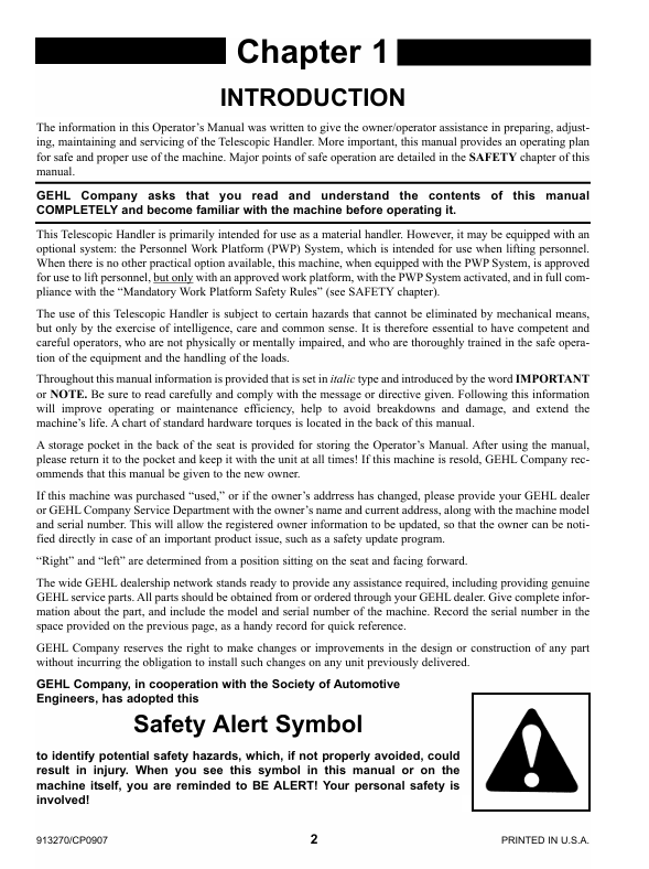 GEHL RS6-34 Telehandler Operator's Manual 913270 PDF eBook