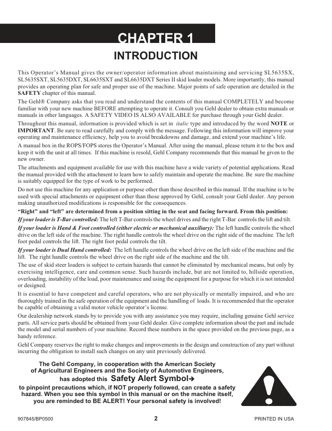 GEHL SL5635/SL6635 Operator & Maintenance Manual PDF 907845