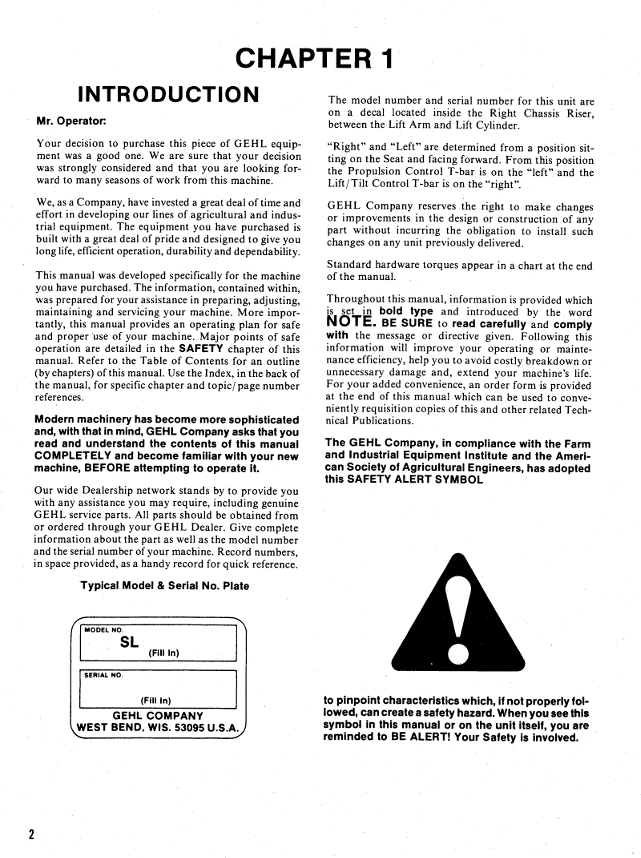 GEHL Skid Loader 3510 & 3610 Operator's Manual 903654 PDF