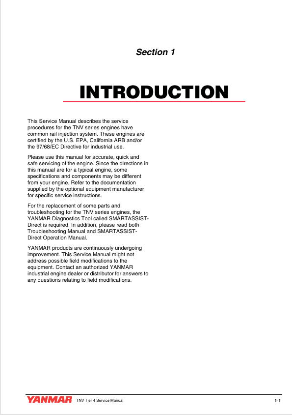 GEHL Yanmar TNV Diesel Engine Service Manual 50950137 PDF