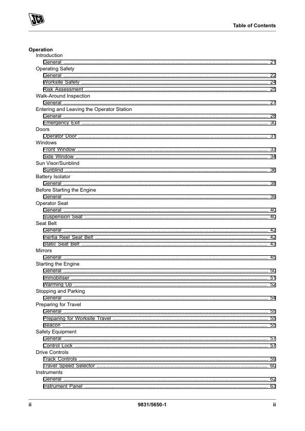 JCB 380 Excavator Manual PDF Download