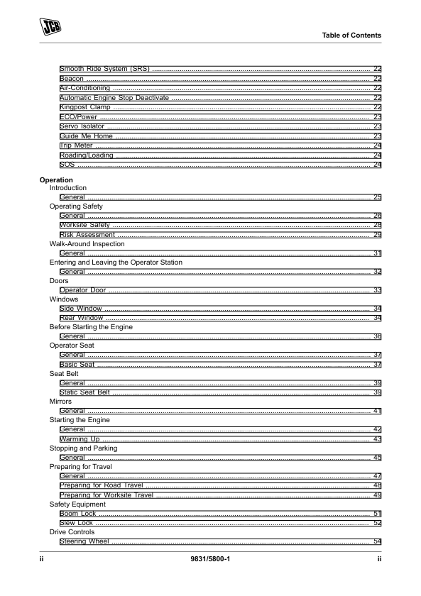 JCB 3DX Super 3DX Xtra 4DX Backhoe Loader Operating Manual