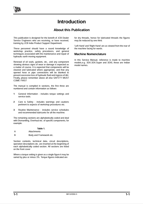 JCB 3DX and 4DX Technical Service Manual PDF